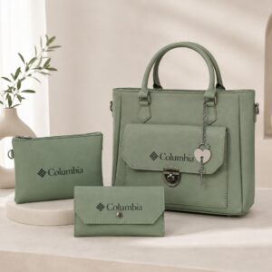 Columbia 3-Piece Premium PU Leather Handbag Set for Women
