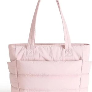 Cloud-Soft Quilted Puffer Tote Bag with 15.6" Laptop Compartment
