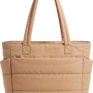 Cloud-Soft Quilted Puffer Tote Bag with 15.6" Laptop Compartment